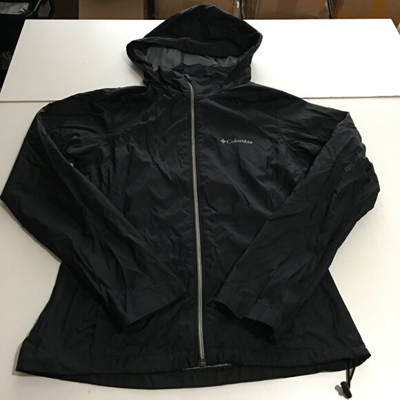 Columbia Womens XS Rain Jacket Black Full Zip Hooded - Picture 1 of 8